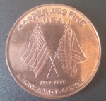 Medalha - Material Cobre 999 Fine !! One Ounce !! Menção a Guerra Civil Americana !! lMade in USA !! Lindo desenho !!