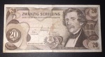 Cedula - Alemnaha !! Valor de 20 Schilling ... linda Paisagem de Ponte e Montanhas !! decreto do ano de 1967 !! dificil de aparecer !!