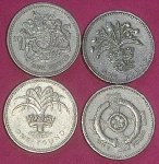 4 Moedas da Inglaterra !! valor de One Ponds !! todas comemorativas de desenhos diferentes !! acervo de colecionador  !! dificil aparecer diferentes assim !!