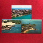 3 postais -Praia de Genipabu ( Natal ) + Salvador Bahia + Bahia vista panorâmica em cores década de 1980 !!!