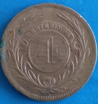 Moeda / Uruguay   !! Valor de 4 Centesimos !! Muito antiga ano de 1869 !! Material bronze  !!