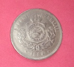  Moeda ; Brasil !! Valor de 200 reis ano de 1884 !! Material niquel   ! Tipo fundo liso  !! Tempo do imperio !! Alto valor de mercado   !!