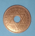 Moeda - Nigeria !! raridade periodo da ocupação Inglesa !! one penny !! ano de 1959 !! linda peça esfigie da rainha Elizabeth II