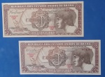 2 Cedulas / Brasil - Flor de estampa Indio , series 092 e 070 !!! Catalogo marca soma das peças = 60,00 R$ 