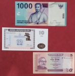 3 Cedulas / estrangeiras Flor de estampa !! Indonésia !! + Bangladesch  !! e 10 SU.U !! Peça bem dificil de aparecer     !!