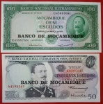2cédulas de Moçambique sob. Domínio de Portugal-flor de estampa!!!Impecavel.