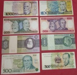 8 Cedulas - Brasil - !! Todas diferentes em valores e momentos de épocas monetárias do Brasil !! Valor abaixo de mercado !! !! 
