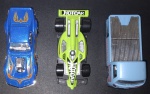 Colecionismo- 3 miniaturas  Hot Car !! tipo Hot Wheels !! Kombi de carga !! , Hot Car F1 !! e Corvete Turbo !! em perfeito estado !! cores verde e azul !!