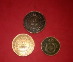 3 moedas/ Brasil- valor de 40 reis anos de 1908 / 1909 e 20 Reis imperio ano de 1869 !! 