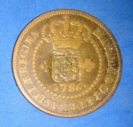 Moeda/Brasil !! Cobre - X reis ano de 1786 !! segundo tipo com Carimbo de escudete !! praticamente Soberba !! valor estimativa de 560,00 Reais !!
