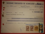 Colecionismo, recibo da sociedade portuguesa do acumulador contra recebimento da Empresa Standard electrica LTDA. -datado de 1963 em Luanda capital da Angola ainda colônia portuguesa !!!