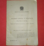 Colecionismo - Cartilha da delegacia especial de segurança política e social  como legalizar a propriedade de armas raridade!! Edição de 1936