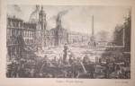 Cartofilia !! serie artística de autoria de G.B. Piranesi !! - ROMA PIAZZA NAVONA   !!  !! Roma , pintura de Bico de Pena !! acervo de colecionador !! alto valor de mercado !!