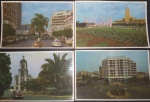 Postal -  4 postais de Goias !! decada de 1960 !! praça do trabalhador !! + Igreja Dom Bosco !!+ Praça do Bandeirante !! + Av. Anhanguera !! .. acervo de colecionador !!