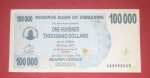 Cedula / ZIMBABWE  !! Alto valor Cem Mil Dollares !!! Dificil de aparecer  !! !! Decreto de 2007 !!  !!