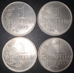 4 moedas - Brasil !! valor de 1 Cruzeiro !! data de 1977 !! ja bastante escassa !! otima oportunidade para revenda !!
