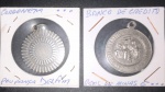 2 medalhas do Banco de credito Real de Minas gerais data de 1889 !! !! e caderneta de poupançã DELFIN !!!