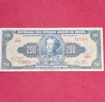 cedula/ Brasil - 200 cruzeiros cor azul !! Serie 535 A !! Serie 521 até 620 !! Alto valor de mercado, MBC = 150,00 Reais  !! !!  