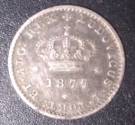 Moeda - Estrangeira !! Portugal !! valor de 50 Reis !! material prata !! data de 1877 !! Raridade dificil de aparecer !! alto valor de mercado cerca de 70 Reais !!
