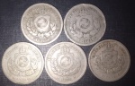 5 Moedas Brasil !! valor de 100 Reis tempo do Imperio !! datas de 1871 !!+ 1881 !! + 1884 !! + 1885 !! + 1888 !! dotas datas importantes !! material cupro-niquel !!
