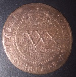 Moeda - Brasil !! valor de LXXX data de 1820B !! casa' da moeda da Bahia !! material cobre !! alto valor de mercado cerca de 240,00 Reais !! tempo Brasil Colonia !!