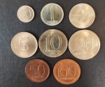 8 Moedas - estrangeiras !! conjunto de todas os valores de moedas da nova Republica de Angola !! KwaNZAS !! formação logo após a independencia do pais !! acervo de colecionador !!