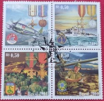Militaria - Filatelia - 4 selos Comemorativos de 60 anos da Segunda Guerra Mundial !! Colaboração do Brasil - Marinha / Aeronautica e Exercito  !! !! !! acervo de colecionador !!