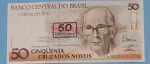 Cedula/ Brasil - Asteristico !! @ material de reposição !! 50 Cruzados Novos !! Com carimbop de desvalorização  !! Flor de estampa !! Valor abaixo de mercado !! 
