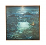 Walderedo Jr.: "Paisagem" , óleo s. tela sem assinatura aparente. Med. 140 x 140 cm (Nota Biográfica: Walderedo de Oliveira Júnior. (Rio de Janeiro RJ 1955). Pintor, desenhista e gravador. Estuda com Ivan Serpa (1923-1973) em 1970 no Centro de Pesquisa de Arte, no Rio de Janeiro. Em 1975 muda-se para Paris (França), onde permanence por seis anos. Lá diploma-se em pintura e desenho pela École Nationale Supérieure des Beaux-Arts Escola Nacional Superior de Belas Artes. Expõe seus trabalhos em individuais em várias cidades como Paris, Amsterdã (Holanda) e Marrakesh (Marrocos), entre outras. Depois de viver por seis meses em Marrocos volta ao Brasil, em 1982, permanecendo por 15 anos no Rio de Janeiro. Participa de exposições no Rio de Janeiro, em São Paulo, na Alemanha e nos Estados Unidos, para onde viaja em 1983. Em 1997 muda-se para Tóquio (Japão), onde reside por três anos. Em 1997 ministra palestras sobre arte criativa e meio ambiente, na Faculdade de Tóquio. Nesse mesmo ano participa do World Art Festival 1997, em Kyoto (Japão). Em 1998 participa do US-Japan Earth Commit em Tóquio. No ano 2000 volta a viver no Brasil.)