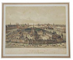 Gravura : "Paris en 1650", Le Palais de Justice et la Seine d'après Boisseau , Israel Silvestre &, Félix Benoit . Med.