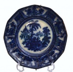 Antigo prato ingles borrão, bordas sextavadas, marca "", Irestone. Med. 23 cm diam