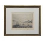 C. B. de Planitz, del: Litografia , "Vista da cidade de S. Sebastião do Rio de Janeiro", tirada da Ilha das Cobras. Med. Mi 24 x 31 cm  Me 42 x 49 cm