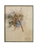 ELISEU VISCONTI: "Àrvore com flôres", aquarela s. papel, ass. inf. dir, e dat. 1914. Med.
