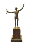 F. P. Ferrar: Bela escultura em bronze representando a libertação da escravidão, base em mármore, assinada. Med. 38 cm alt  (com a base)