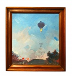 Aloysio Zaluar (Rio de Janeiro RJ 1937):  "Baloarte nº1", óleo s. chapa , ass. inf. dir. e dat. Rio 1979. Med. Mi 34 x 31 cm  Me 44 x 41 cm  (Nota Biográfica: Aloysio Zaluar é pintor, gravador e cineasta. Estudou pintura na Escola Nacional de Belas-Artes entre 1956 e 1961, e aprendeu gravura com Goeldi e Darel Valença Lins. Em 1964, realizou sua primeira mostra individual na Galeria Santa Rosa, no Rio de Janeiro. Participou de diversas edições do Salão Nacional de Arte Moderna, no Rio de Janeiro, entre 1958 e 1967. Em 1965, foi um dos fundadores da Escola de Belas-Artes de Santa Maria, no Rio Grande do Sul. Entre as exposições de que participou, destacam-se: Arte Contemporânea Brasil-Senegal, no MAM/RJ, em 1975; Panorama das Artes Gráficas Brasileiras, no MAM/SP, em 1977; Bienal Latino-Americana de São Paulo, no Parque do Ibirapuera, em 1978; Universo do Futebol, no MAM/RJ e na Acervo Galeria de Arte, no Rio de Janeiro, em 1982; e Retrospectiva, no CCBB, no Rio de Janeiro, em 1993. Atua também como autor do filme O Clóvis Vem Aí, realizado em 1977.