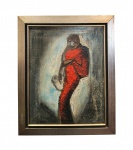 Júlio Vieira (1933-1999) : "Saxofonista", óleo s. tela ass. inf. esq. e dat. 1978.  Med. Mi 50 x 40 cm  Me 60 x 50 cm