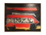 Júlio Vieira (1933-1999) : "Transporte coletivo", óleo s. tela ass. inf. dir. e dat. Rio de Janeiro 1981.  Med. 62 x 75 cm