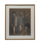 Assinatura não decifrada: "Sem título", pastel e carvão s. cartão , ass. inf. esq. Med. Mi 55 x 43 cm