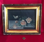 Pintura a óleo que segue a tradição clássica do gênero natureza - Morta pintada pelo Holandês ''Jos Mertens''  entre as décadas de 1920 a 1950 .