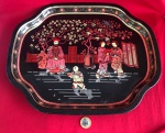 Bandeja Chinoiserie Elite de metal preto vintage, da The Metal Tray Mfg Co, fabricada na Inglaterra, para servir, decoração de casa, presente .