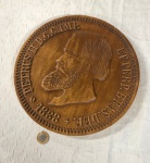 Quadro decorativo da moeda do Petrus II de 1888 em madeira maciça.