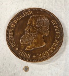 Quadro decorativo da moeda do Petrus II de 1888 em madeira maciça.