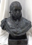 Escultura em bronze patinado representando, Busto "D. JOÃO V", base em mármore, apresenta selo da fundição, "Zani"  Medidas: Alt. total  64 x larg. 55 x prof. 35 cm.  Medidas só base: Alt. 10 x 30 x 30 cm.
