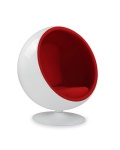 Movel Designe estilo contemporâneo ao gosto:  BALL CHAIR - EERO ARNIO - Belíssima Poltrona Giratória no formato de Esfera em Fibra com pintura na cor branca e parte interna estofada na cor vermelho.  Medidas: Alt. 125 x 105 cm.