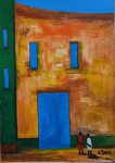 Pintura "FACHADA" Óleo sobre tela, Assinada  N. Baur  Medidas: 50 x 70 cm.