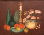 Artista não identificado                                                                                                                     Natureza Morta  Óleo sobre tela                                                                                                   Assinado c.i.d  no verso, assinado, datado 79                                                                                      (Medidas sem moldura:  60 x 73 cm.  com moldura:  83 x 96 cm.