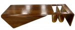 Móvel Design no estilo contemporâneo ao gosto:                                                                                    JORGE ZALSZUPIN- Maravilhosa Mesa/revisteiro com lâmina em madeira nobre e couro em ótimo estado de conservação.   Med. 32 X 110 X 52 cm.