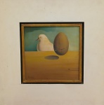 ADILSON SANTOS - (1944) - " O EQUILÍBRIO PERFEITO DA NATUREZA"  Óleo sobre madeira.  Medidas:  24 x 24 cm. Medidas totais  48 x 48 cm. Assinado e datado ano 1976 c.i.e e no verso.