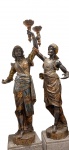 Par de belíssimo e grande "BLACK MOOR" em madeira esculpida, policromada e dourada. Veneza Séc. XIX  Medidas:  Alt. 155 x 50 x 35 cm