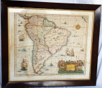 Antigo mapa - "AMERICA E PARS MERIDIONALIS"  Gravado no papel, CANSON E MONTGOLFIER - FRANCE.  Medidas totais: 63 x 71 cm.  Só mapa 53.5 x 62 cm.